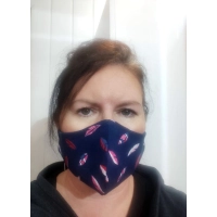 Granatowa Maska Ochronna z bawełny dwuwarstwowa - listeczki